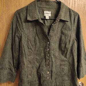 Christopher & Banks Olive Green Textured Collared Shirt - XL
